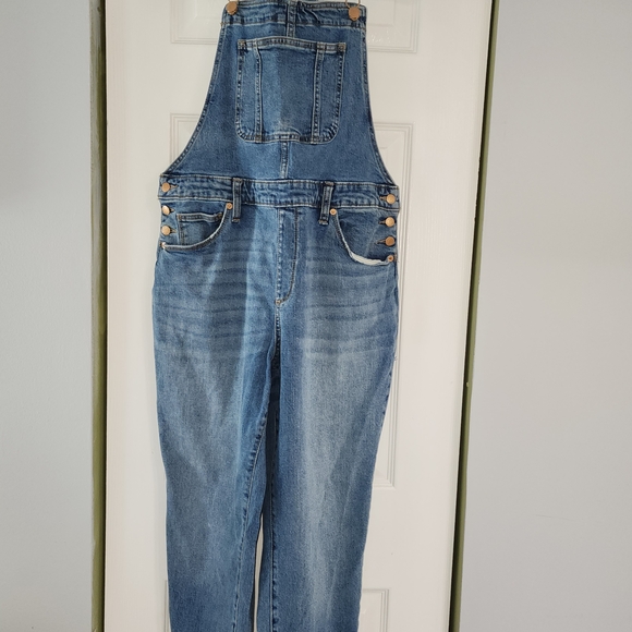 Universal Thread Light to Medium Blue Denim Overalls with Brass Buttons GRUNGE - Picture 2 of 14